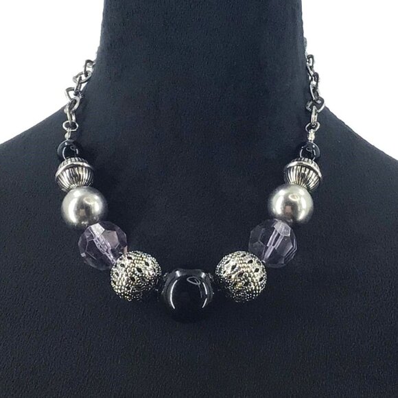 Paparazzi Sugar Sugar Necklace Antique Silver Tone Crystal Like Beads Adjustable - Picture 1 of 2